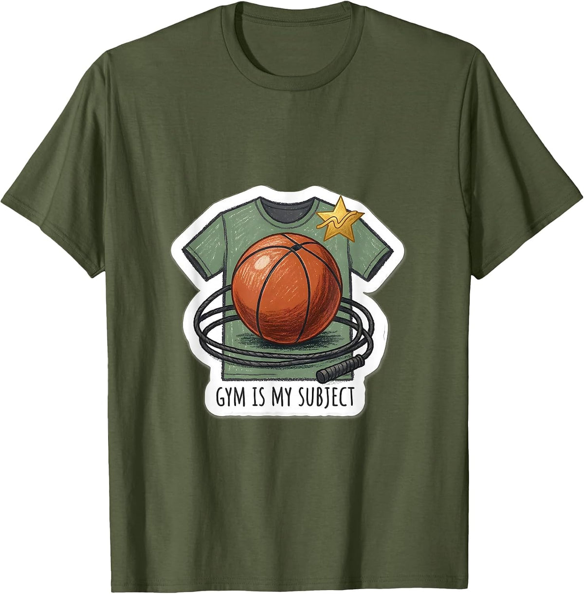 Gym Is My Subject PE Teacher Back To School Physical T-Shirt - Olive Green