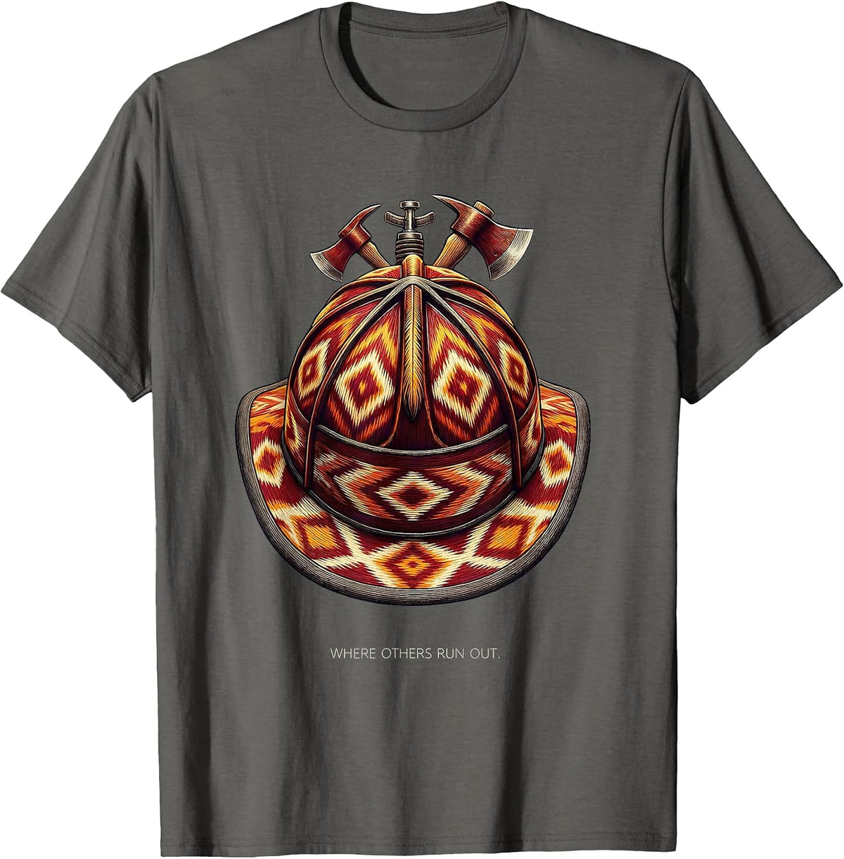 Men's Where Others Run Out Firefighter Design T-Shirt - Asphalt Grey