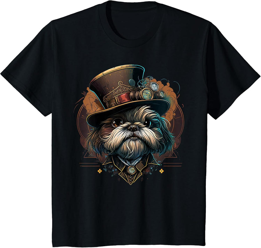 Steampunk Shih Tzu T-Shirt - Black
