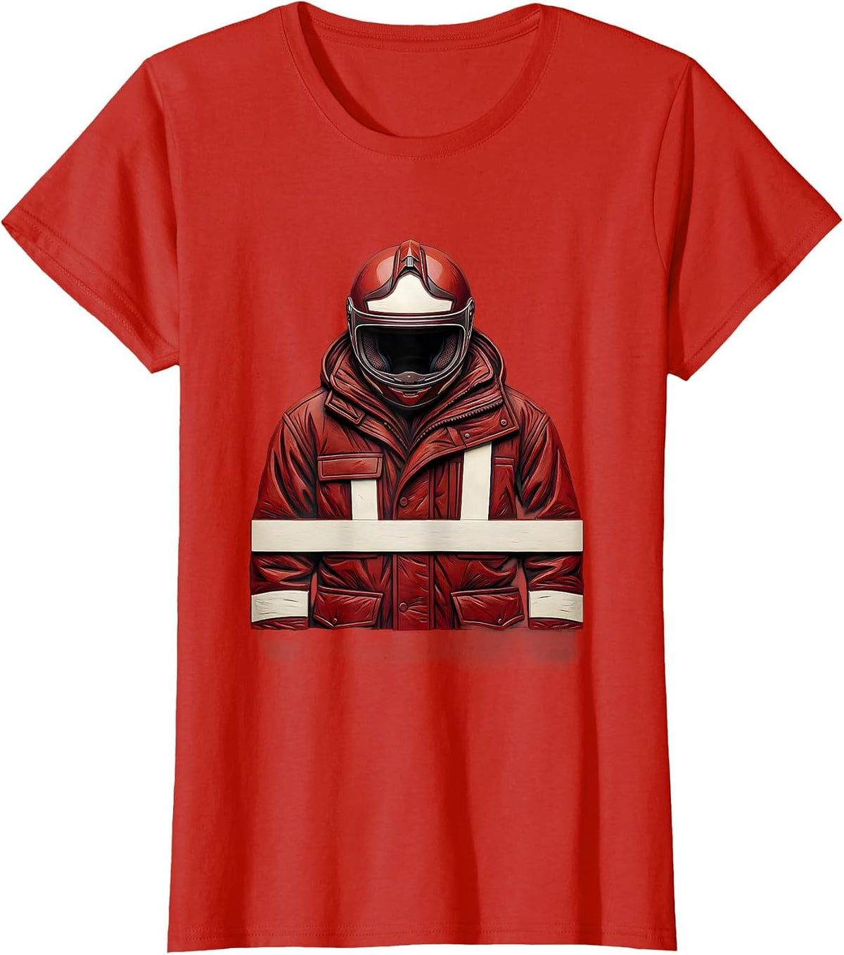 Women's Folded Turnout Coat Firefighter Humor Gift T-Shirt - Red