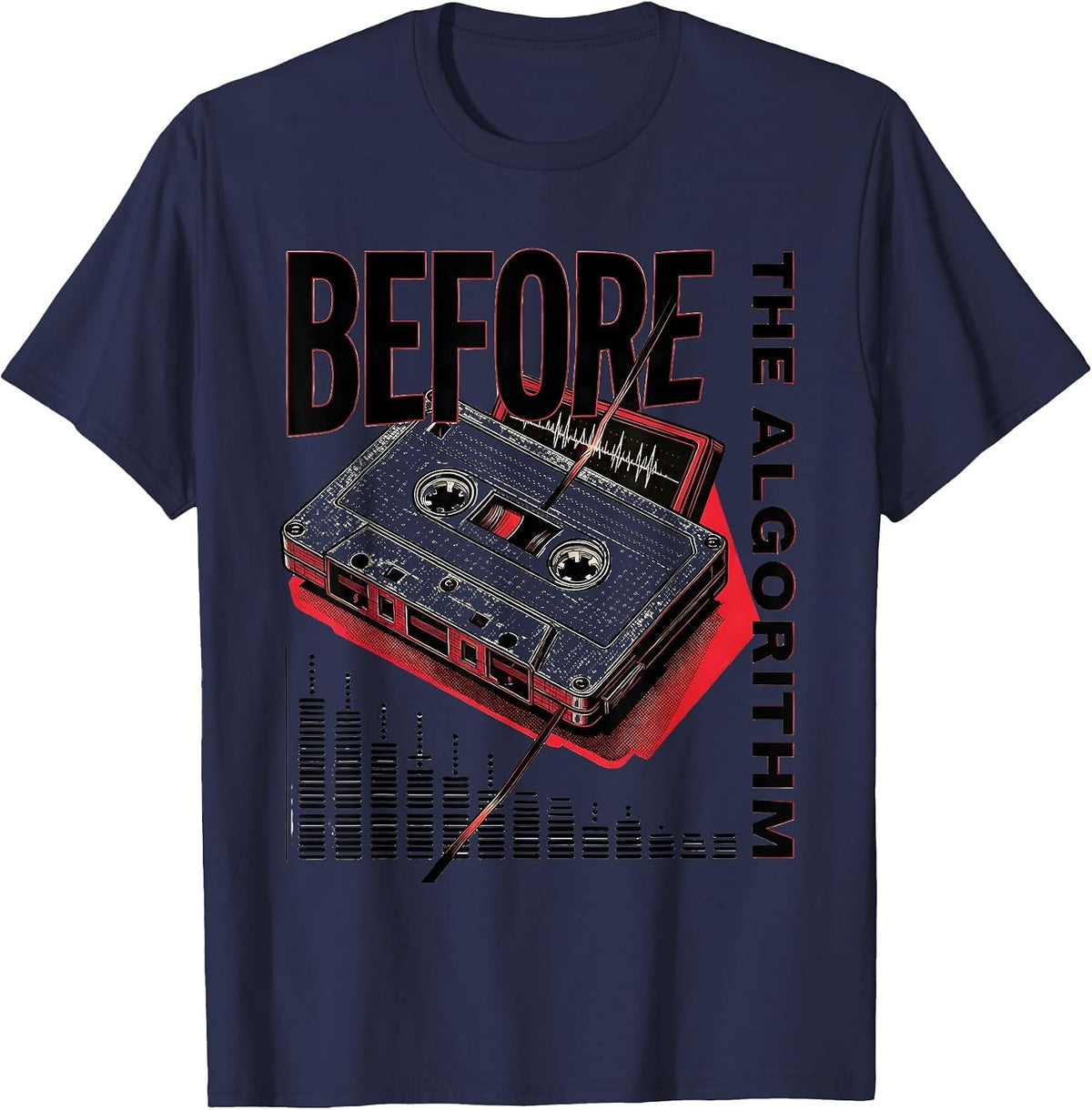 Before The Algorithm Retro Hip Hop Rap Music Lover T-Shirt - Navy Blue