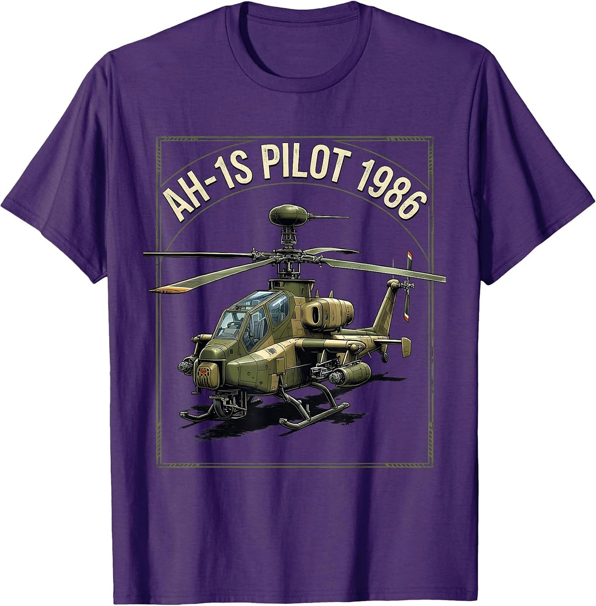 AH-1S Pilot 1986 Military Helicopter Veteran Gift T-Shirt - Purple