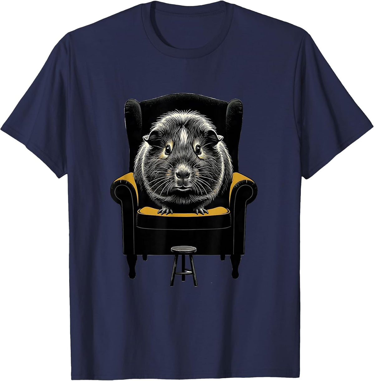 Rosette Guinea Pig Silly Cavy Lover Humor T-Shirt - Navy Blue