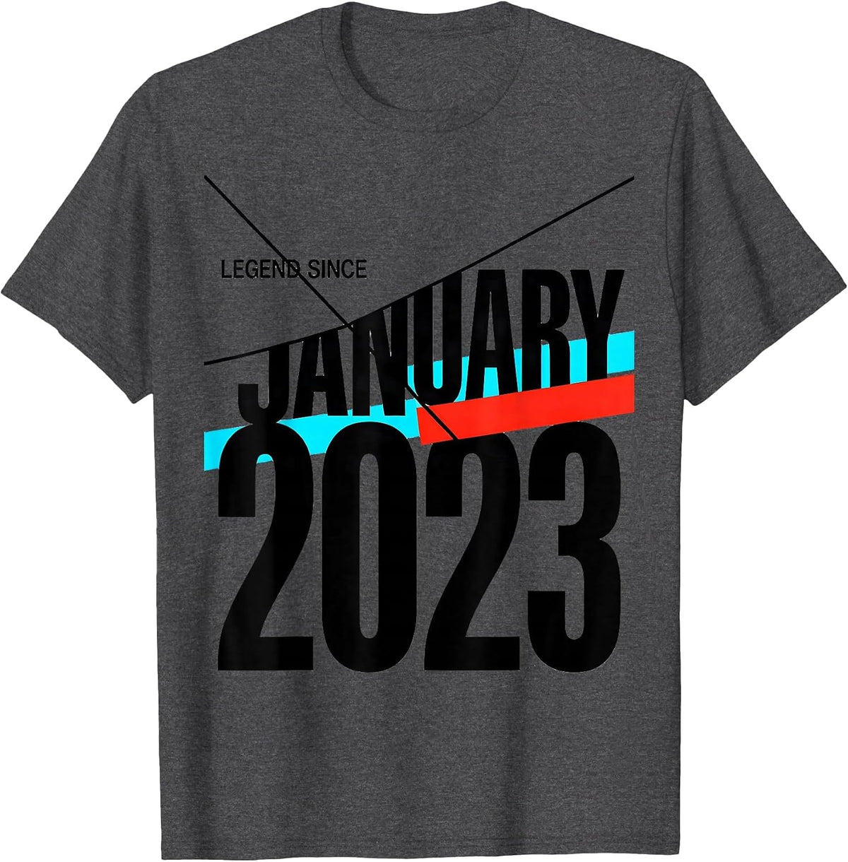 Men's Legend Since January 2023 Birthday Milestone New Wave T-Shirt - Dark Heather Grey