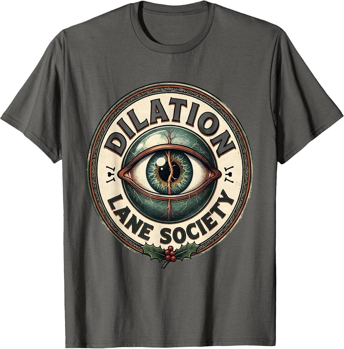 Men's Dilation Lane Society Vintage Funny Eye Doctor Optometrist T-Shirt - Asphalt Grey