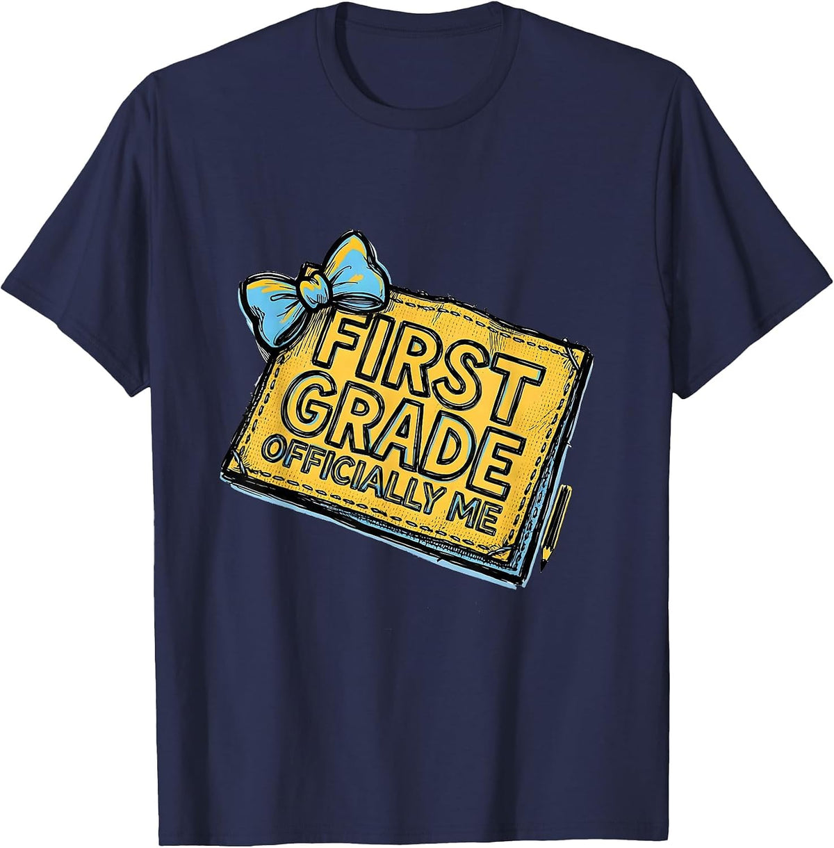Men's First Grade Officially Me Cute Coquette Bow Back to School T-Shirt - Navy Blue