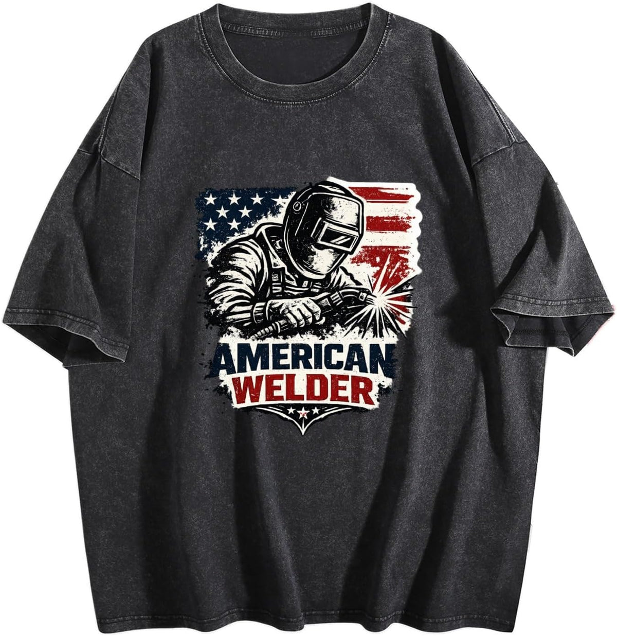 Welder T-Shirt for Men Unique Welder Design Graphic Tee Cotton Short Sleeve Industrial Workwear Gift for Dad - Black-style-5