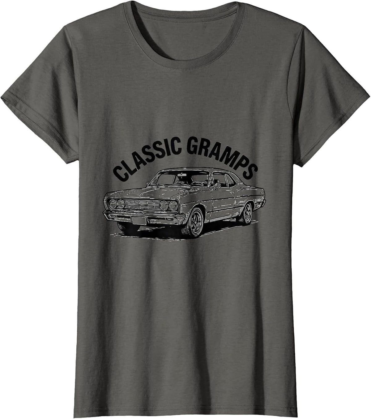 Women's Classic Gramps Funny Grandpa Classic Car Graphic T-Shirt - Asphalt Grey