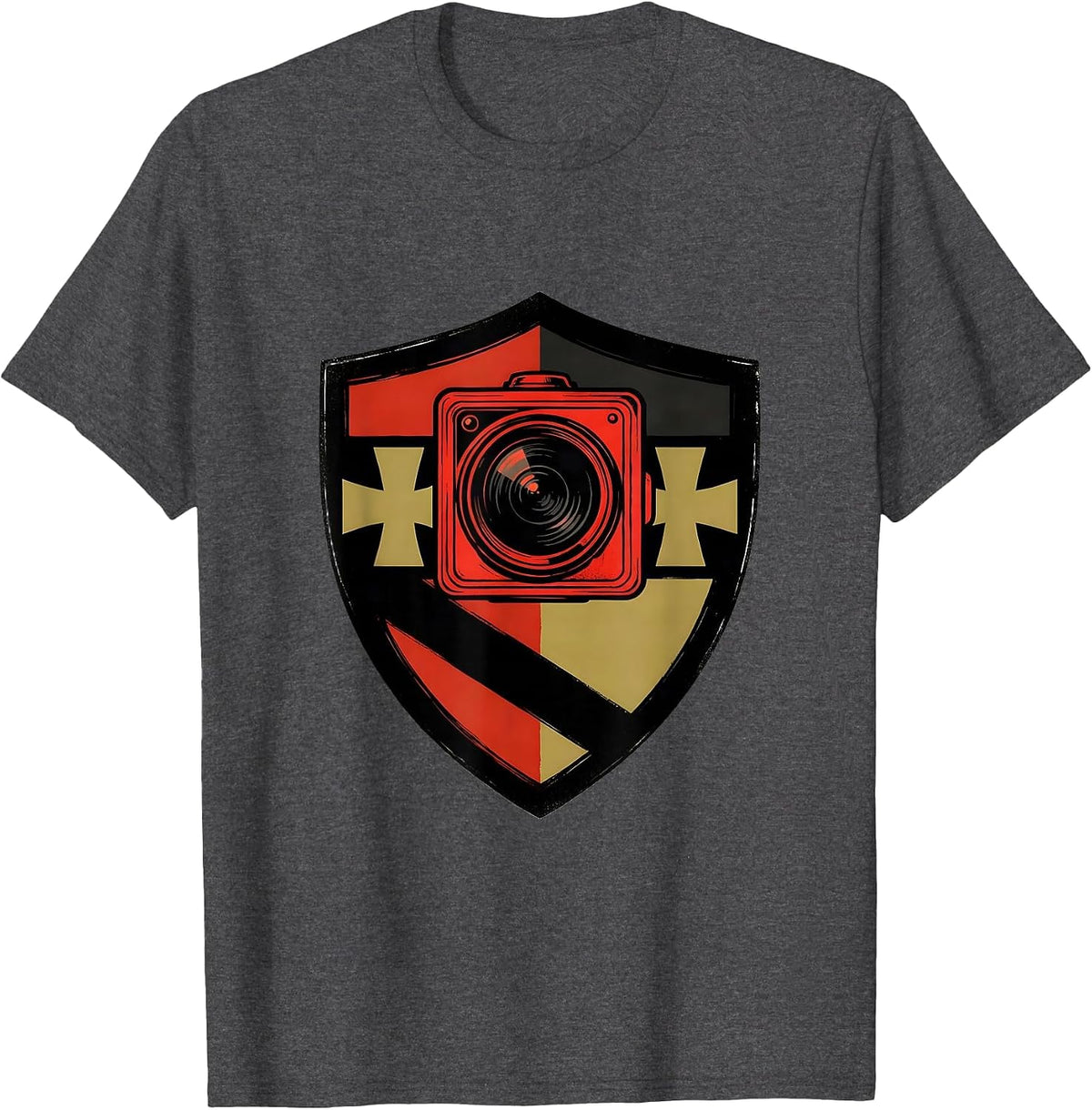 Sealed Shield Badge Firefighter Thermal Camera Tribute T-Shirt - Dark Heather Grey