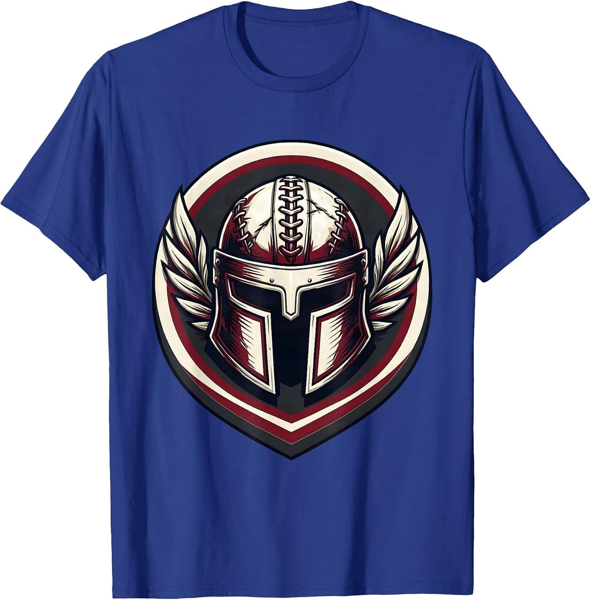 Rugby Warrior Helmet Graphic Design T-Shirt - Royal Blue