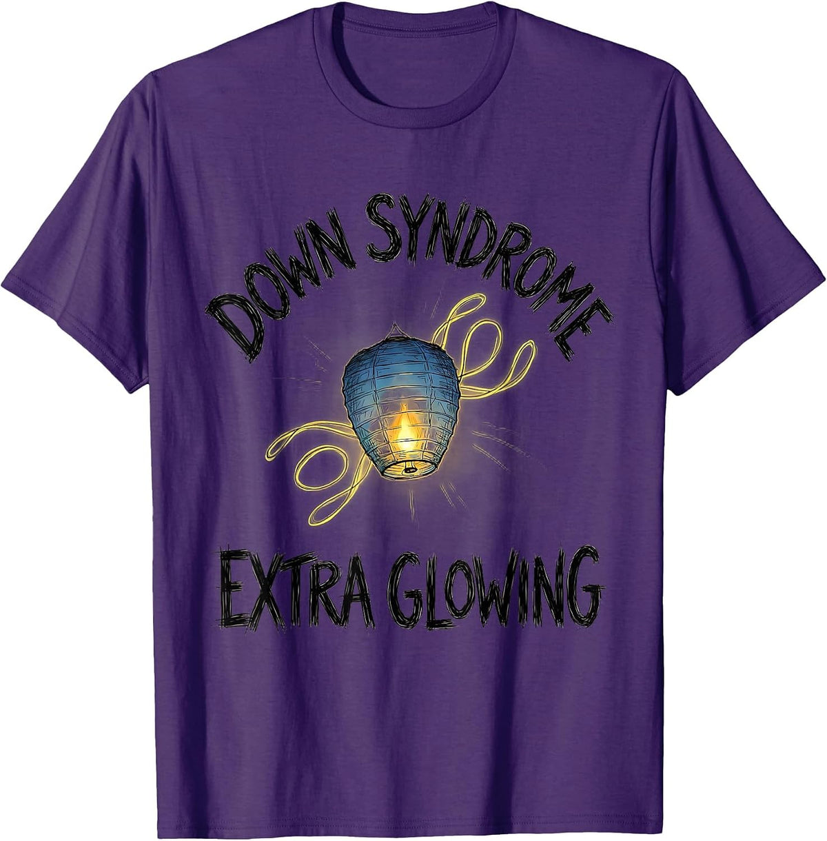 Down Syndrome Extra Glowing Hand-Sketched Awareness Support T-Shirt - Purple