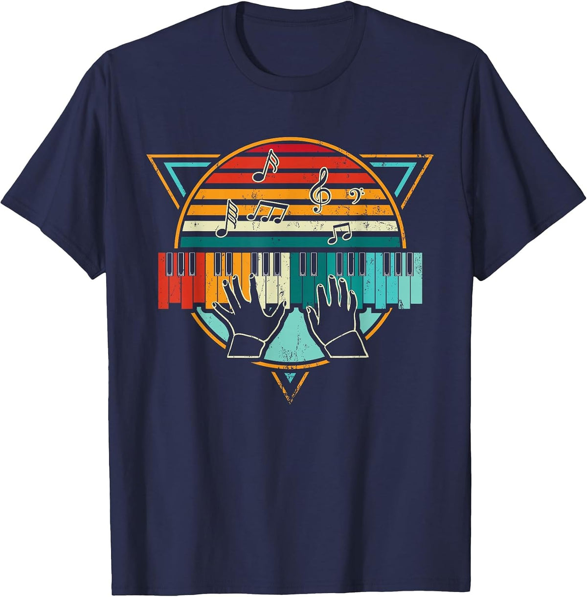Retro Piano Keyboard T-Shirt - Navy Blue