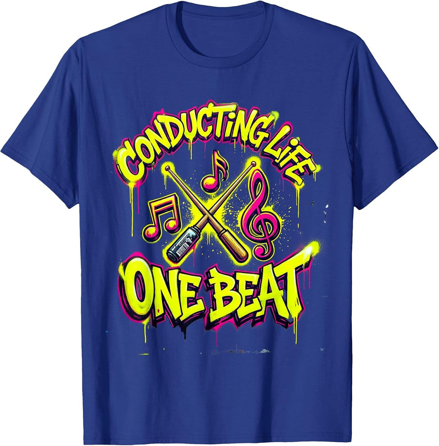Conducting Life One Beat Music Teacher Design T-Shirt - Royal Blue
