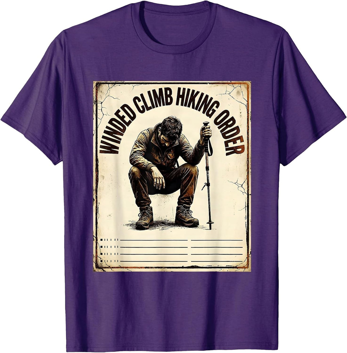 Men's Winded Climb Hiking Order Funny Hiker Outdoor Enthusiast T-Shirt - Purple