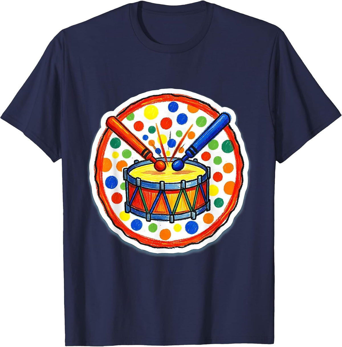 Dot Day Drummer Splashing Dots Graphic T-Shirt - Navy Blue