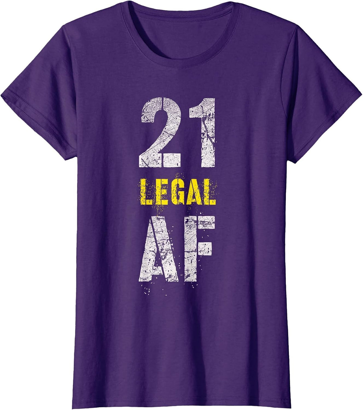 Vintage Officially Finally 21 Legal AF Funny 2001 Birthday T-Shirt - Purple