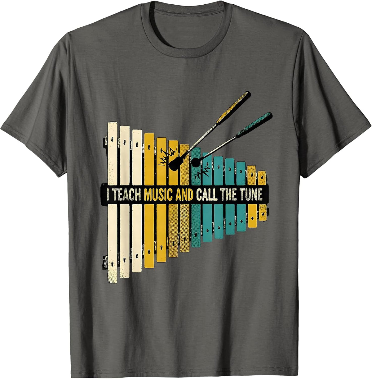Men's I Teach Music And Call The Tune Funny Music Teacher Humor T-Shirt - Asphalt Grey