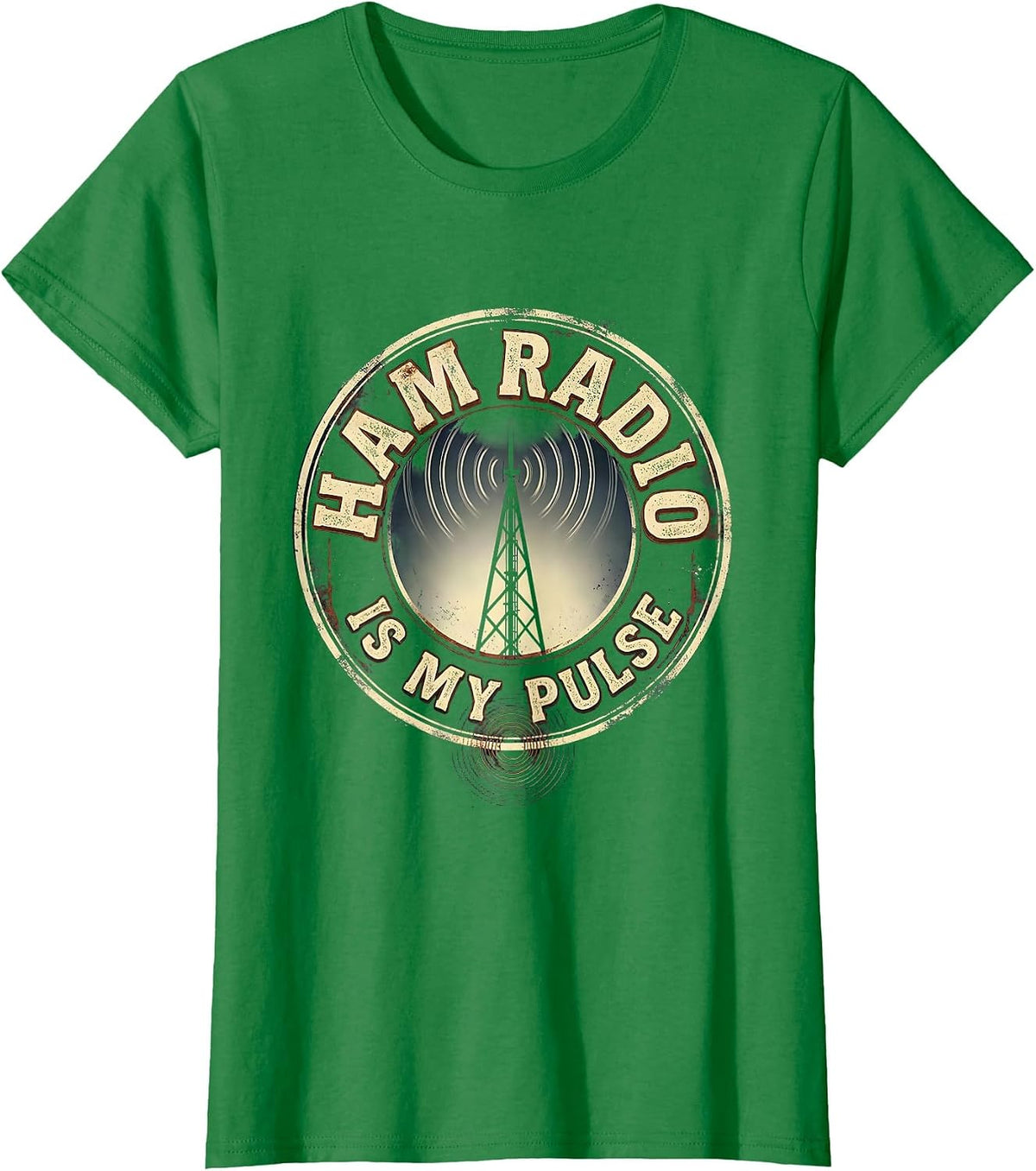 Ham Radio Is My Pulse Vintage Funny Ham Operator T-Shirt - Kelly Green
