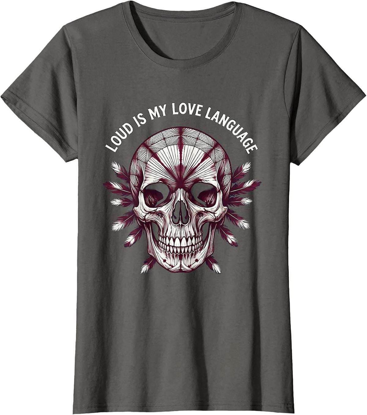 Women's Loud Is My Love Language Metal Music Design T-Shirt - Asphalt Grey