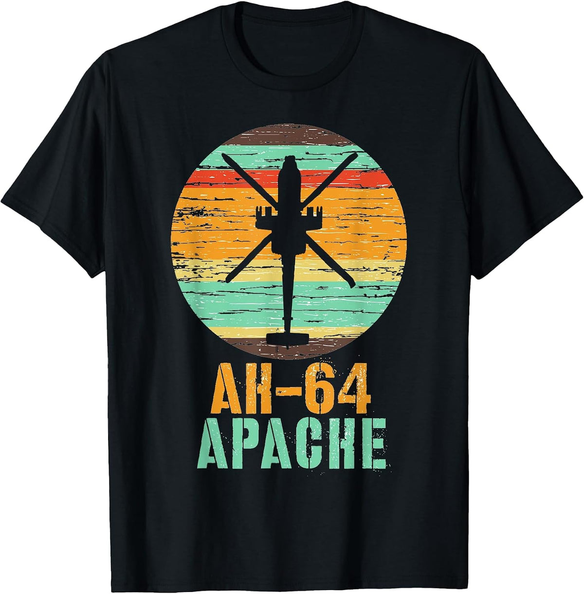 Vintage AH-64 Apache Helicopter Military Gunship Shirt T-Shirt - Black