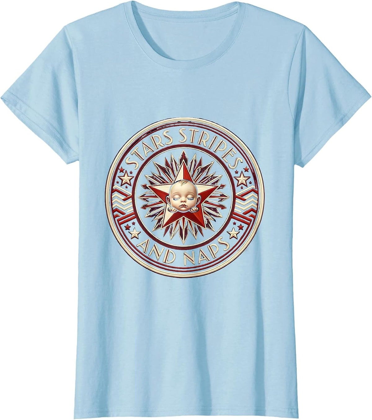 Stars Stripes and Naps Kids Patriotic Design T-Shirt - Baby Blue