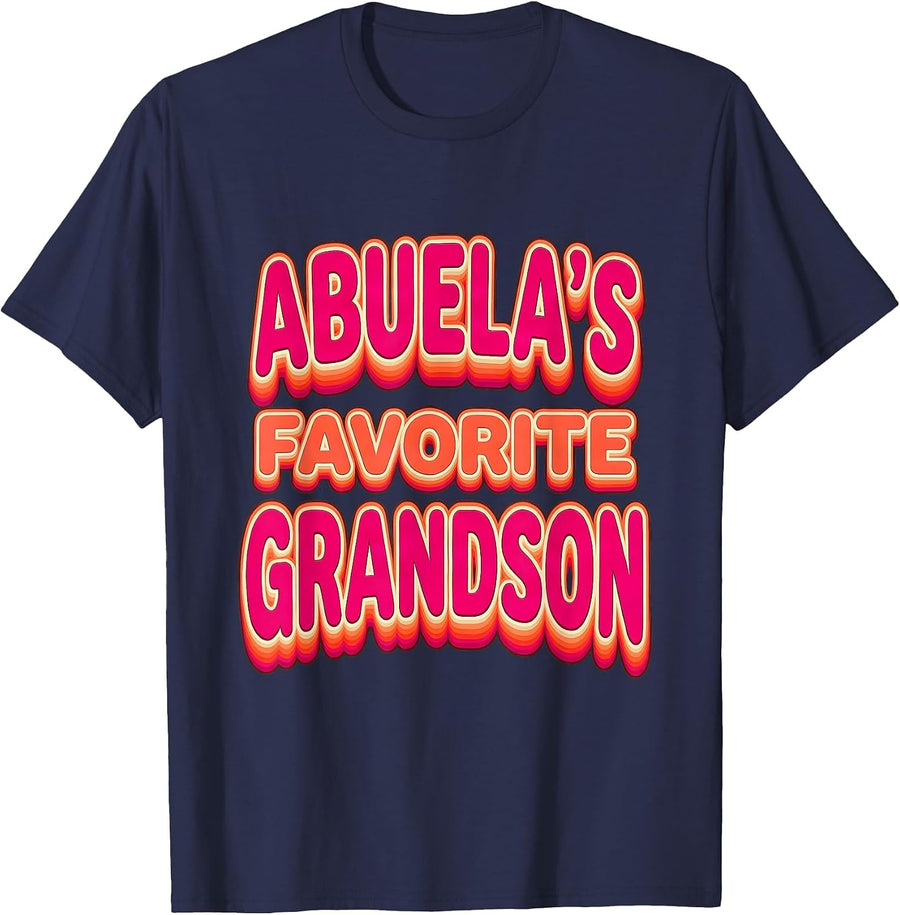 Abuela's Favorite Grandson Mexican Pride Design T-Shirt - Navy Blue