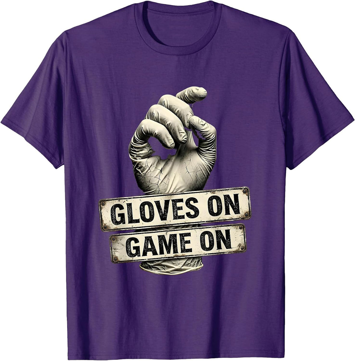 Gloves On Game On Boxing Fighter Design T-Shirt - Purple