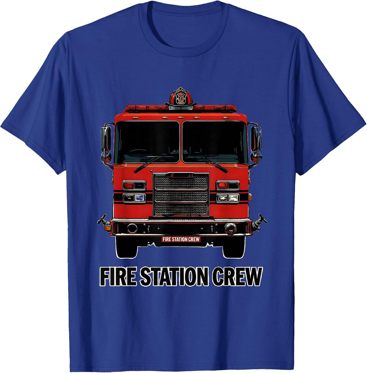 Men's Fire Station Crew Screenprint Firefighter Fire Department T-Shirt - Royal Blue