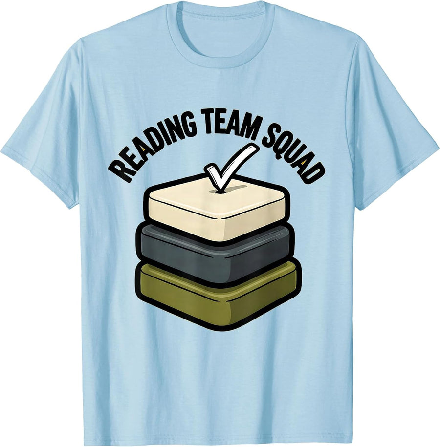 Men's Reading Team Squad Cartoon RTI Intervention Teacher Squad T-Shirt - Baby Blue