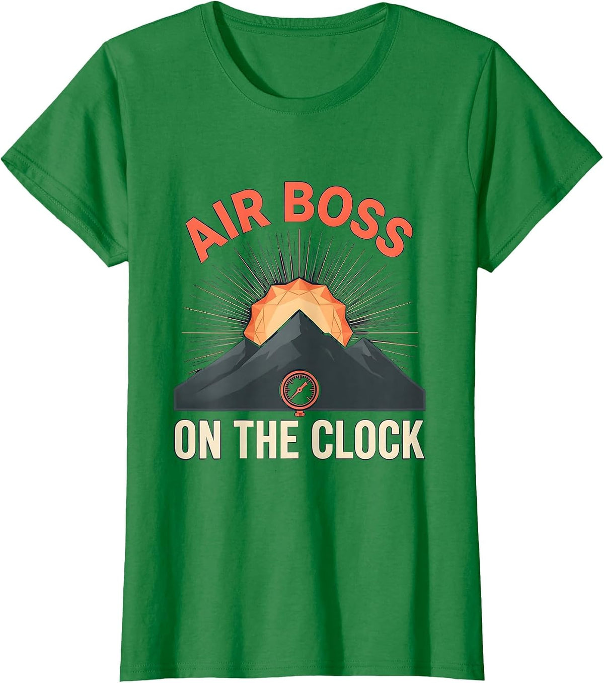 Air Boss On The Clock HVAC Tech Design T-Shirt - Kelly Green