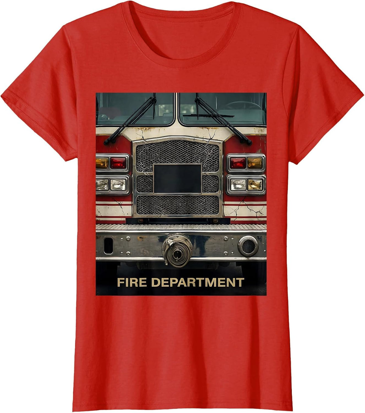 Women's Fire Department Distressed Firefighter Pride Humor Fireman T-Shirt - Red