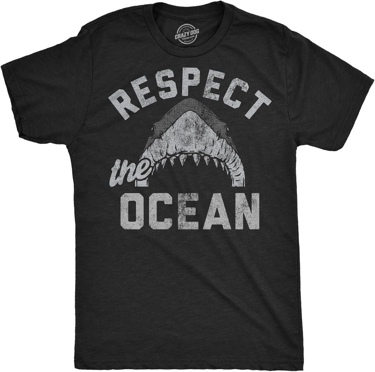 Mens Funny T Shirts Respect The Ocean Shark Tee For Men - As Pictured
