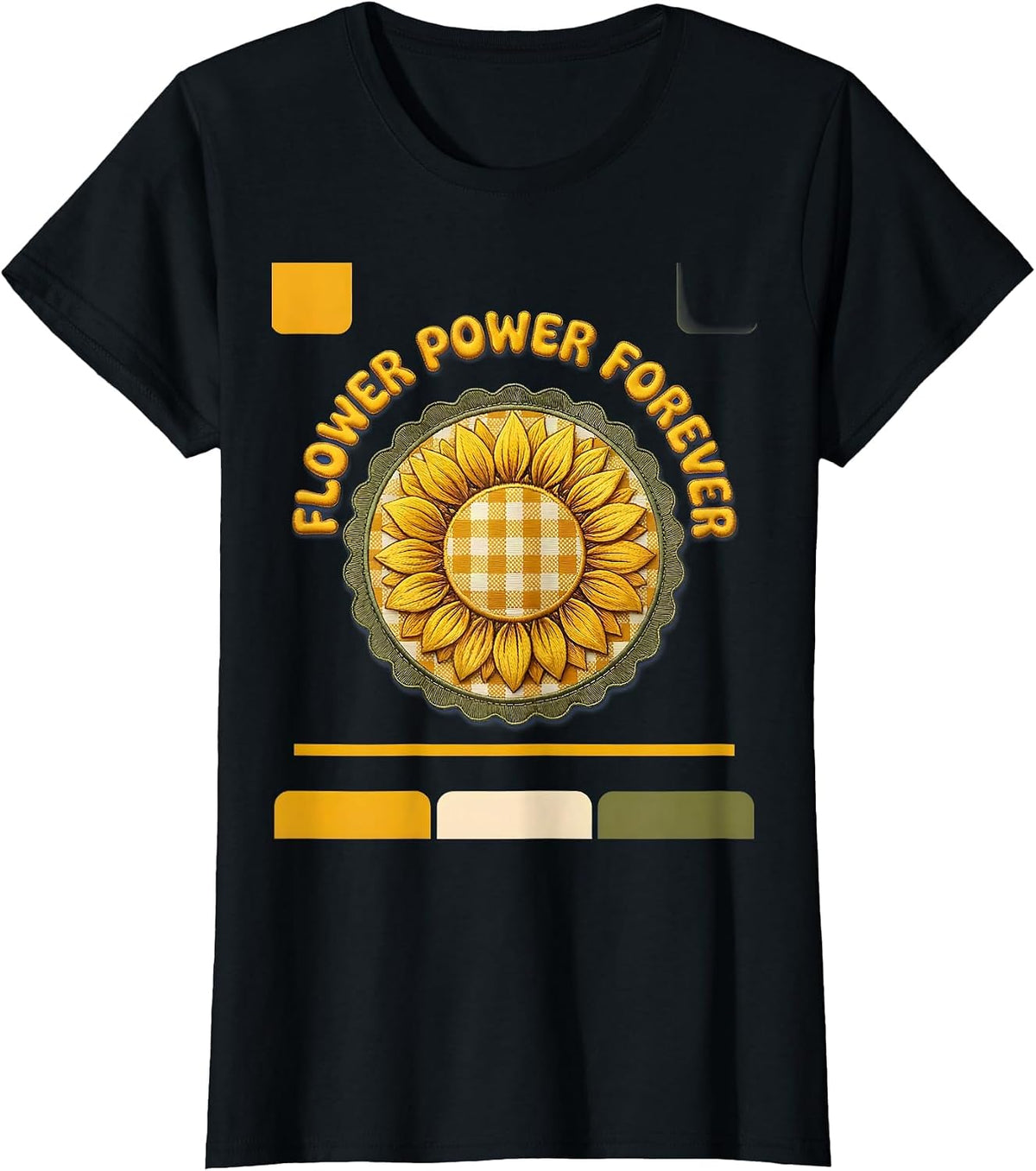 Women's Flower Power Forever Hippie Groovy Design T-Shirt - Black
