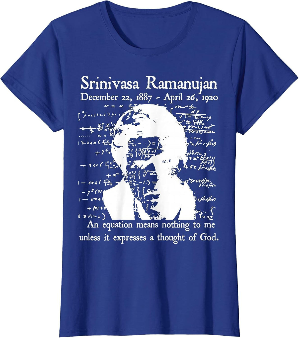Nerdy Vintage Ramanujan Mathematics Quote Math Teacher White T-Shirt - Royal Blue