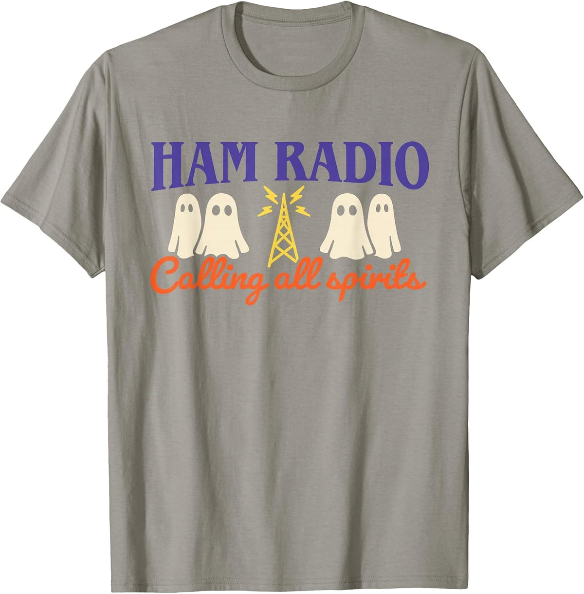 Ham Radio Calling All Spirits Retro Halloween Funny T-Shirt - Slate Grey