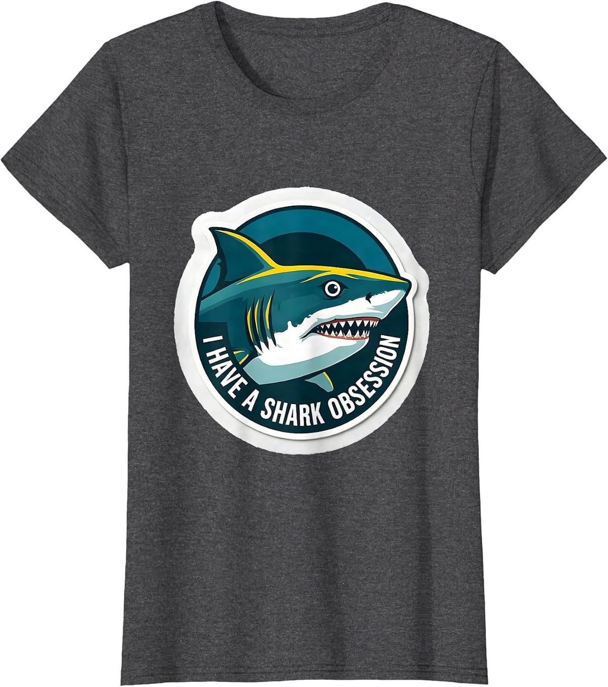 Women's I Have A Shark Obsession Funny Shark Lover Ocean Humor Gift T-Shirt - Dark Heather Grey