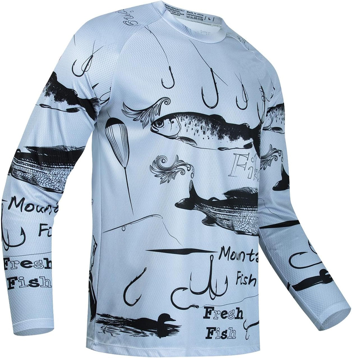 JPOJPO Mens Fishing Shirt Long Sleeve, Fishing Jerseys Fish Tshirts - Breathable, Cooling, Light-Weight - Cd9811