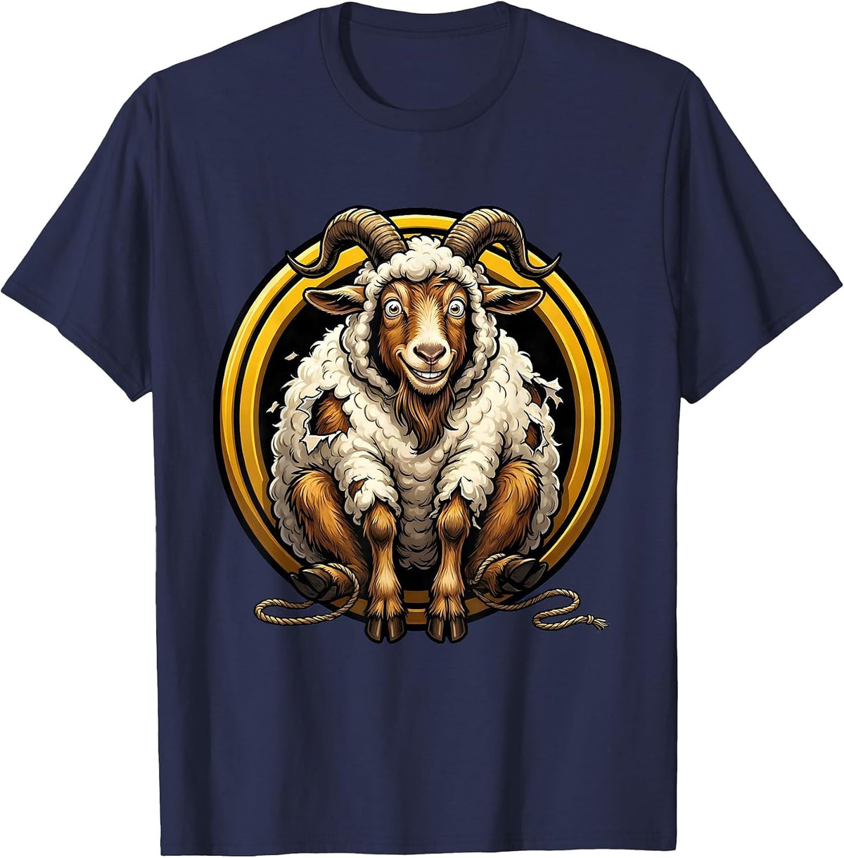 Funny Goat in Sheep Costume Christian Humor T-Shirt - Navy Blue