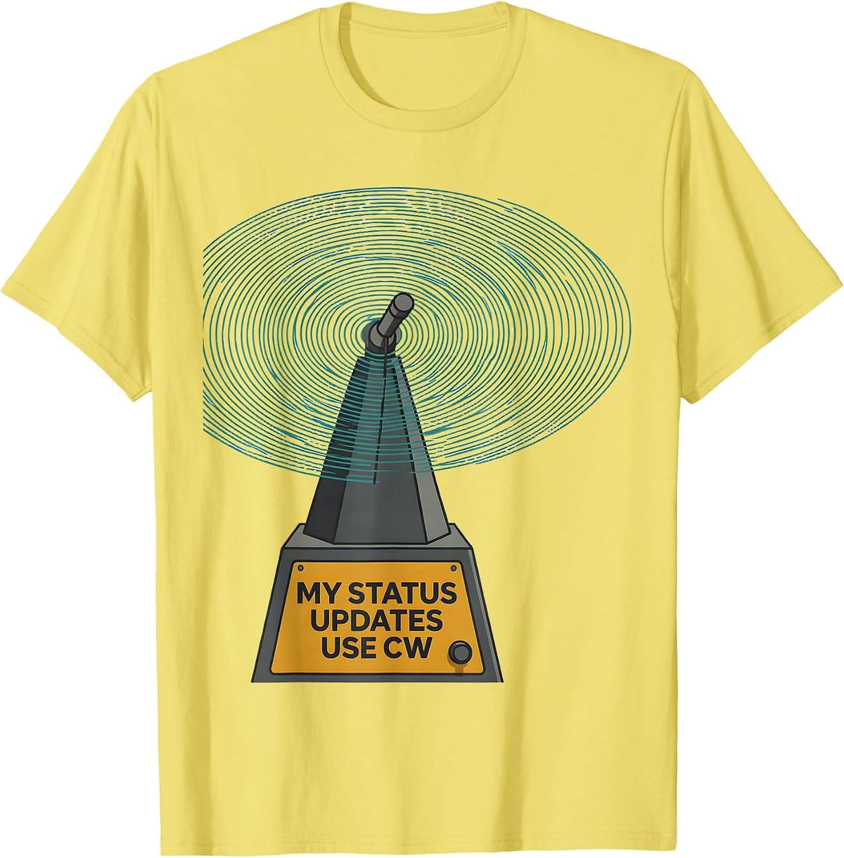 Men's My Status Updates Use CW Funny Ham Radio Operator Humor T-Shirt - Lemon Yellow