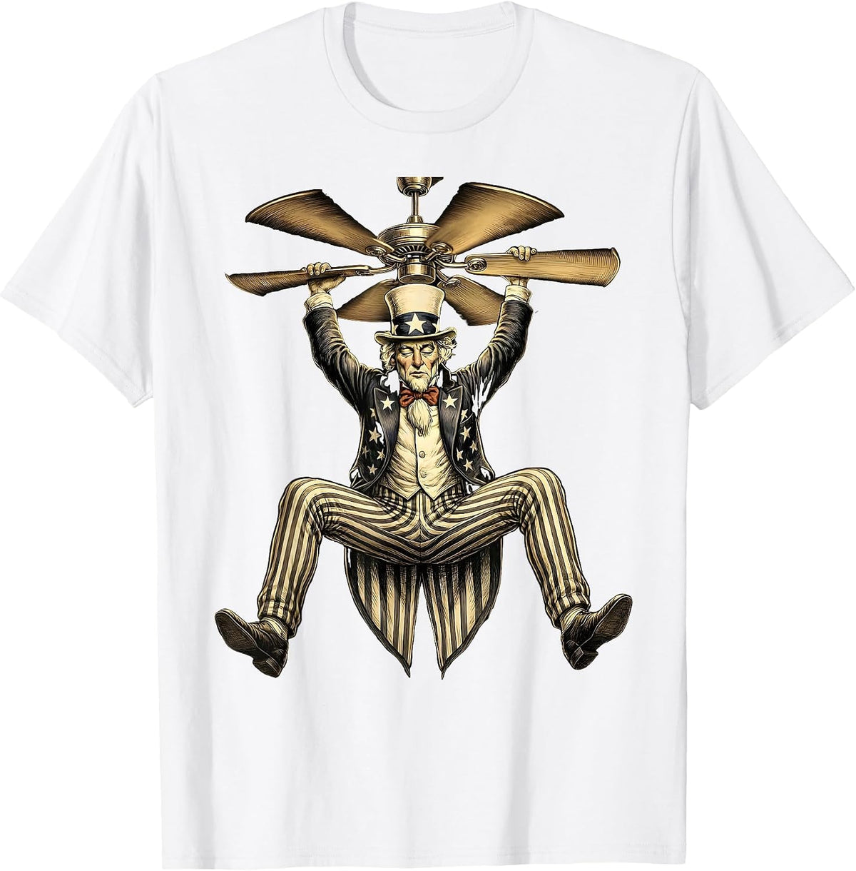 Men's Funny Sloth Hanging From Office Ceiling Fan T-Shirt - White