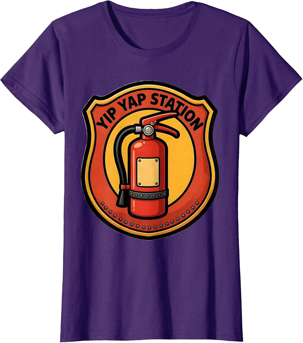 Women's Yip Yap Station Funny Firefighter Humor Fire Department T-Shirt - Purple