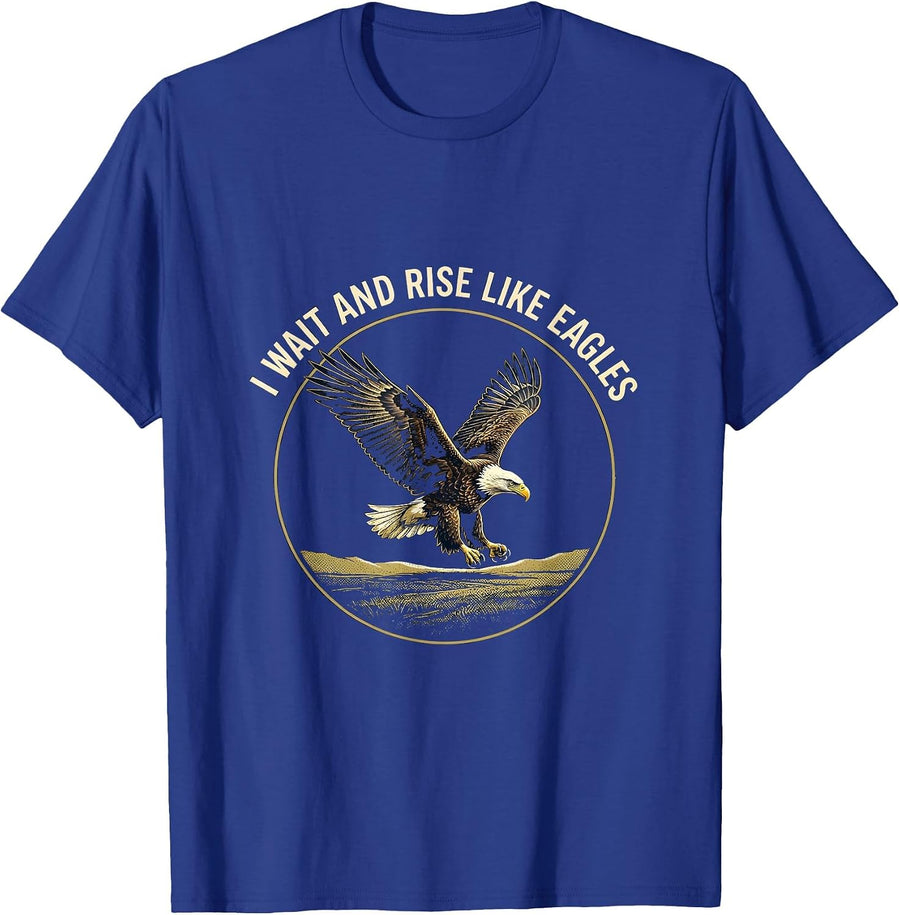 I Wait And Rise Like Eagles Faith-Inspired Eagle Lover T-Shirt - Royal Blue