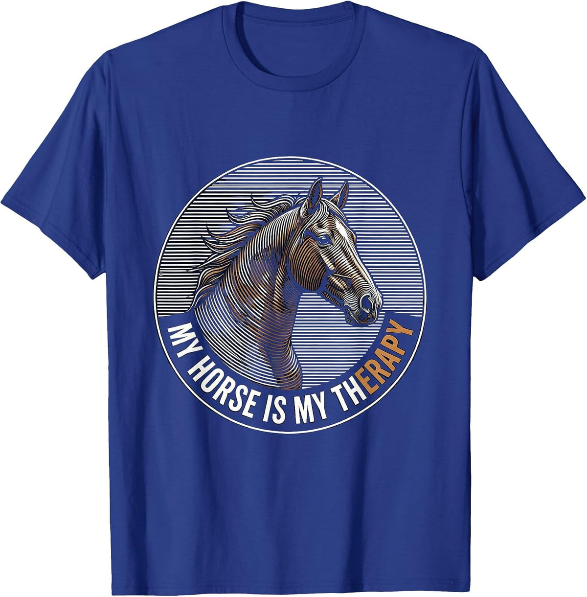 Men's My Horse Is My Therapy Equestrian Design T-Shirt - Royal Blue