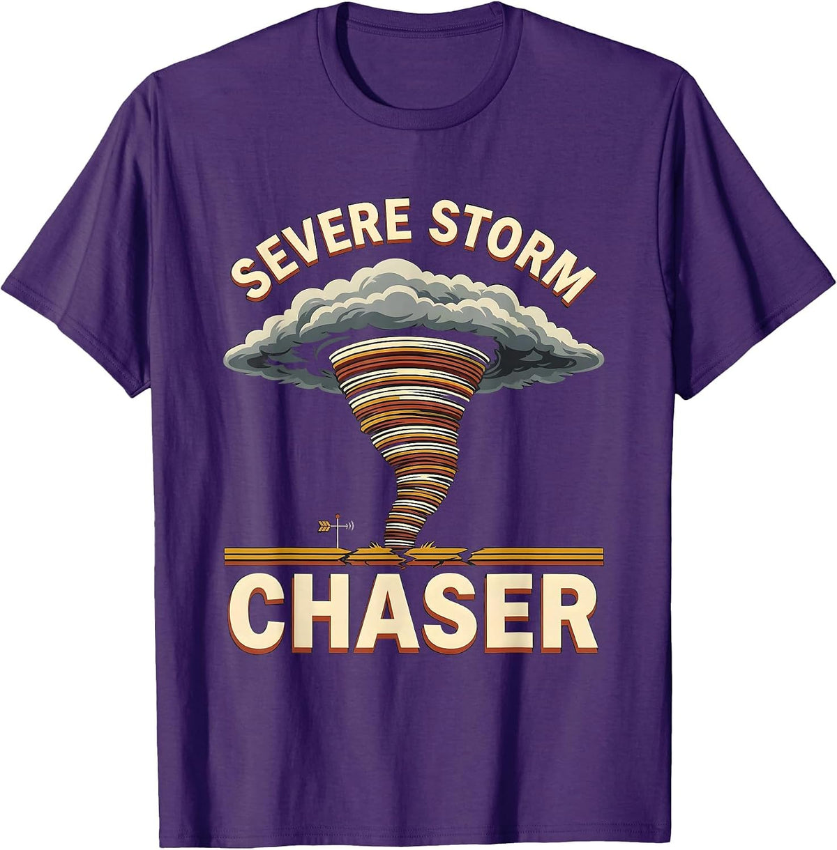 Severe Storm Chaser Bold Retro Tornado Meteorology T-Shirt - Purple
