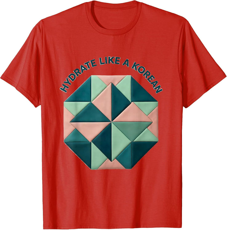 Men's Hydrate Like a Korean K-Beauty Skincare Design T-Shirt - Red