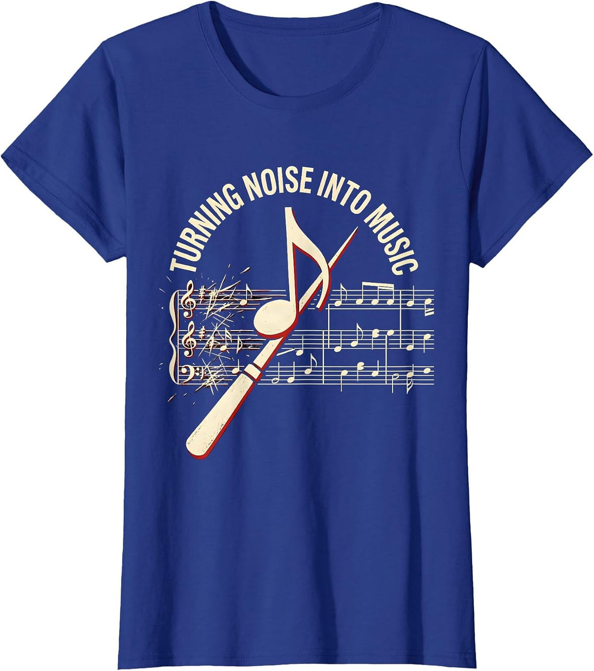 Women's Turning Noise Into Music Music Teacher Design T-Shirt - Royal Blue
