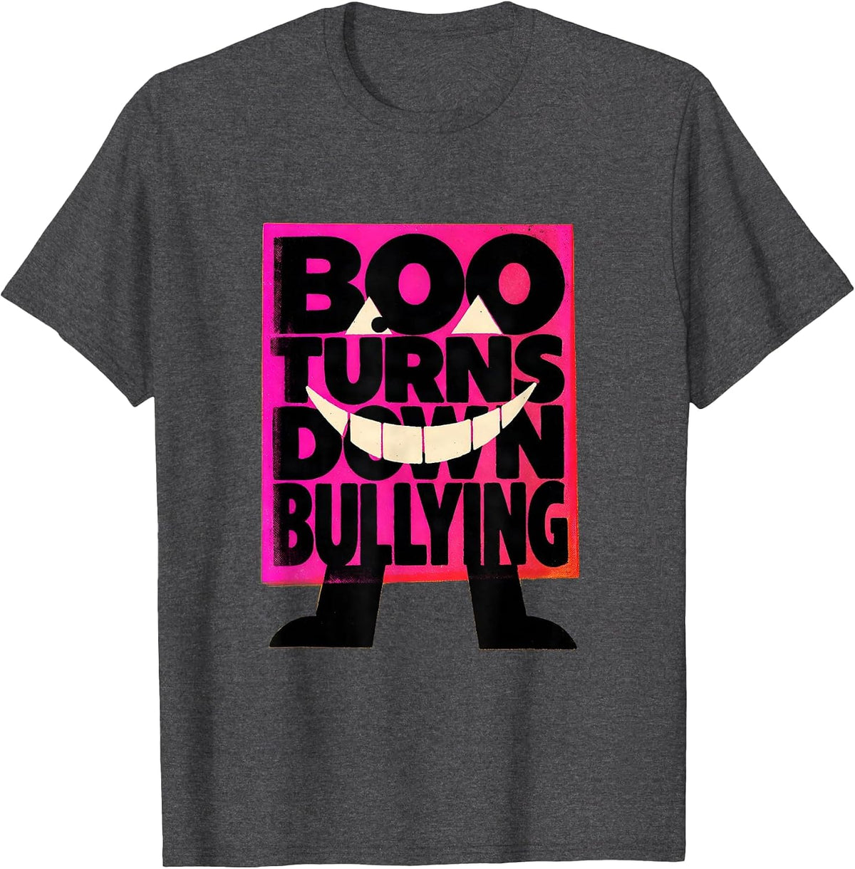 Boo Turns Down Bullying Unity Day Anti Bullying Halloween T-Shirt - Dark Heather Grey
