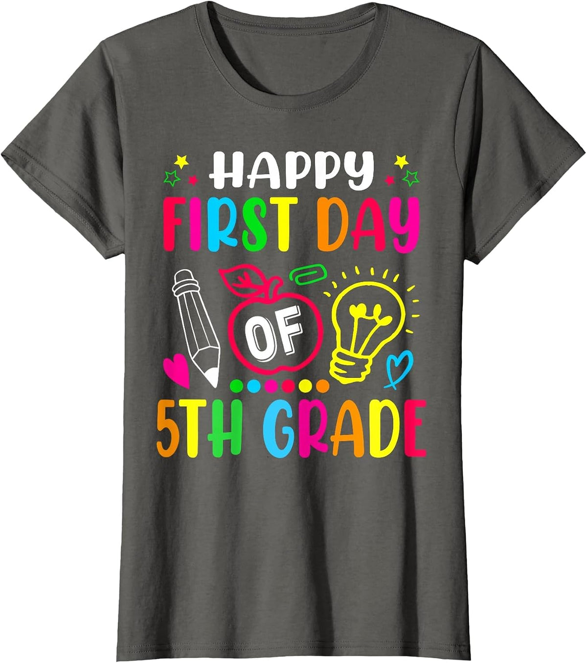 Fifth Grade Happy First Day of School 5TH Grade Back to T-Shirt - Asphalt Grey