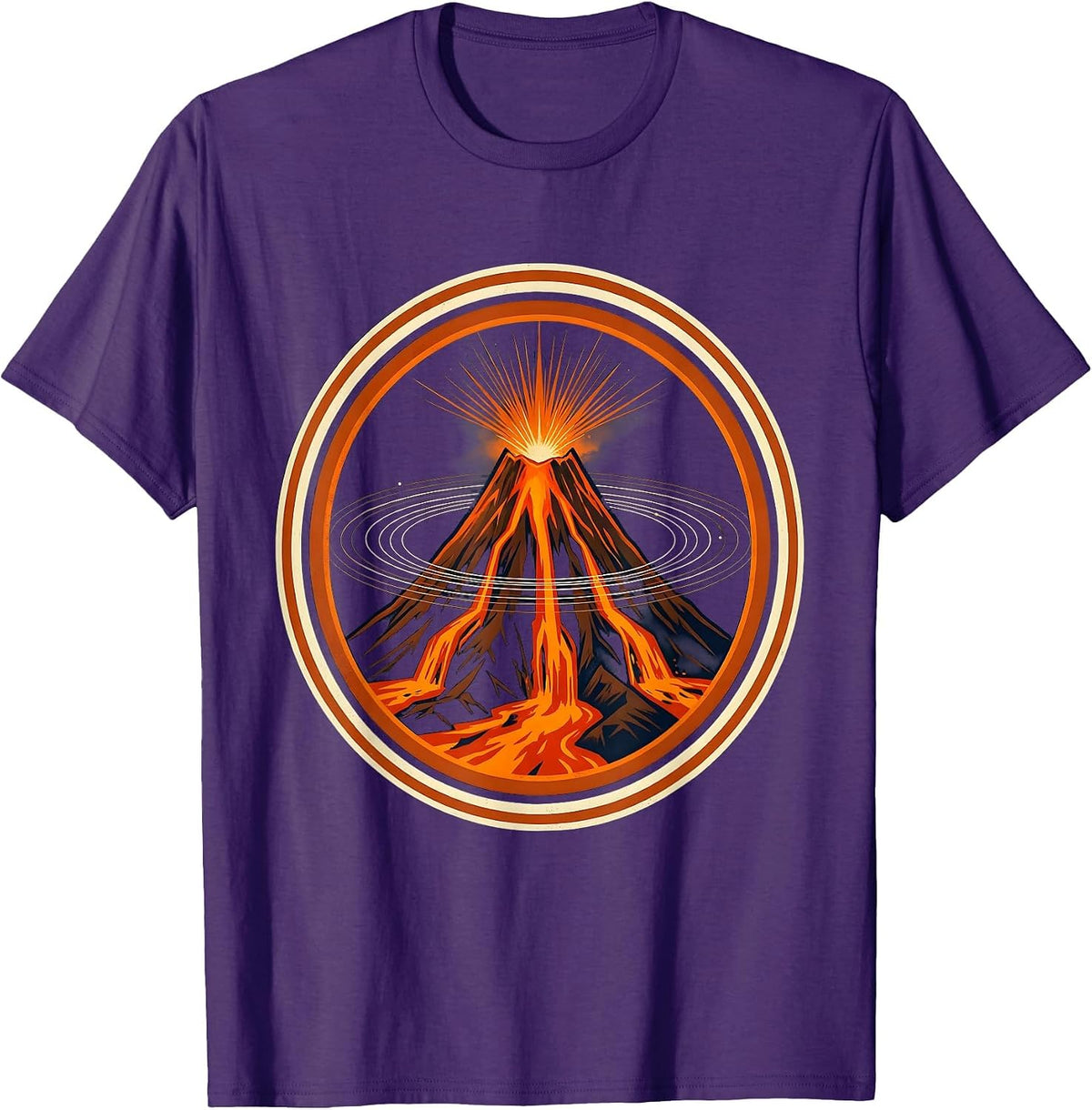 Hawaii Volcano Night Lava Eruption Graphic T-Shirt - Purple