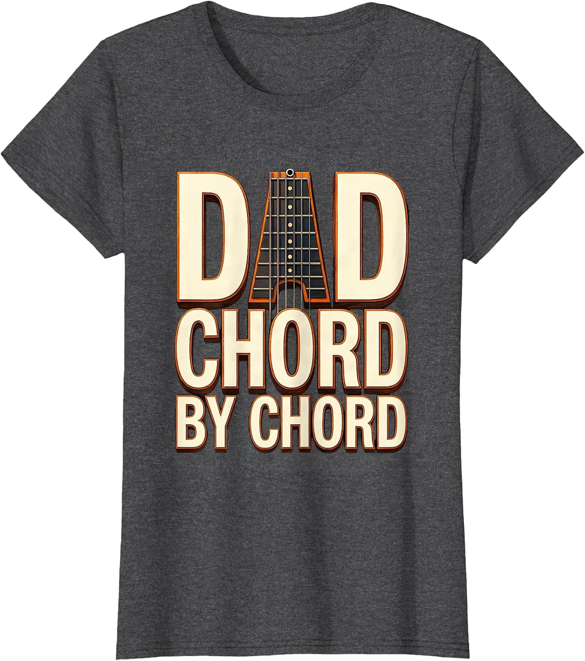 Women's Dad Chord By Chord Funny Guitar Player Dad Gift Humor T-Shirt - Dark Heather Grey